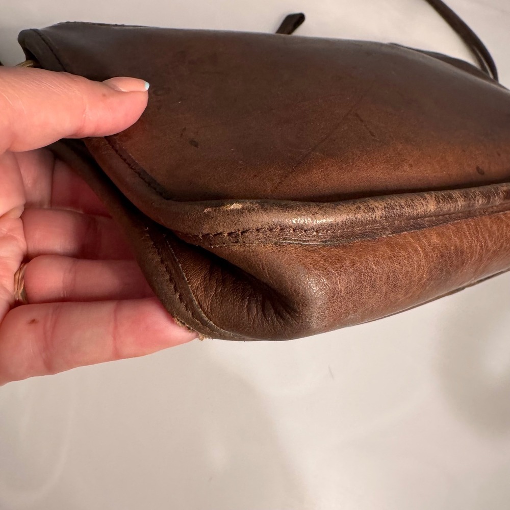 Vintage 90's Coach Leather Shoulder Clutch Bag Dark Brown Purse #0132 - Picture 11 of 16